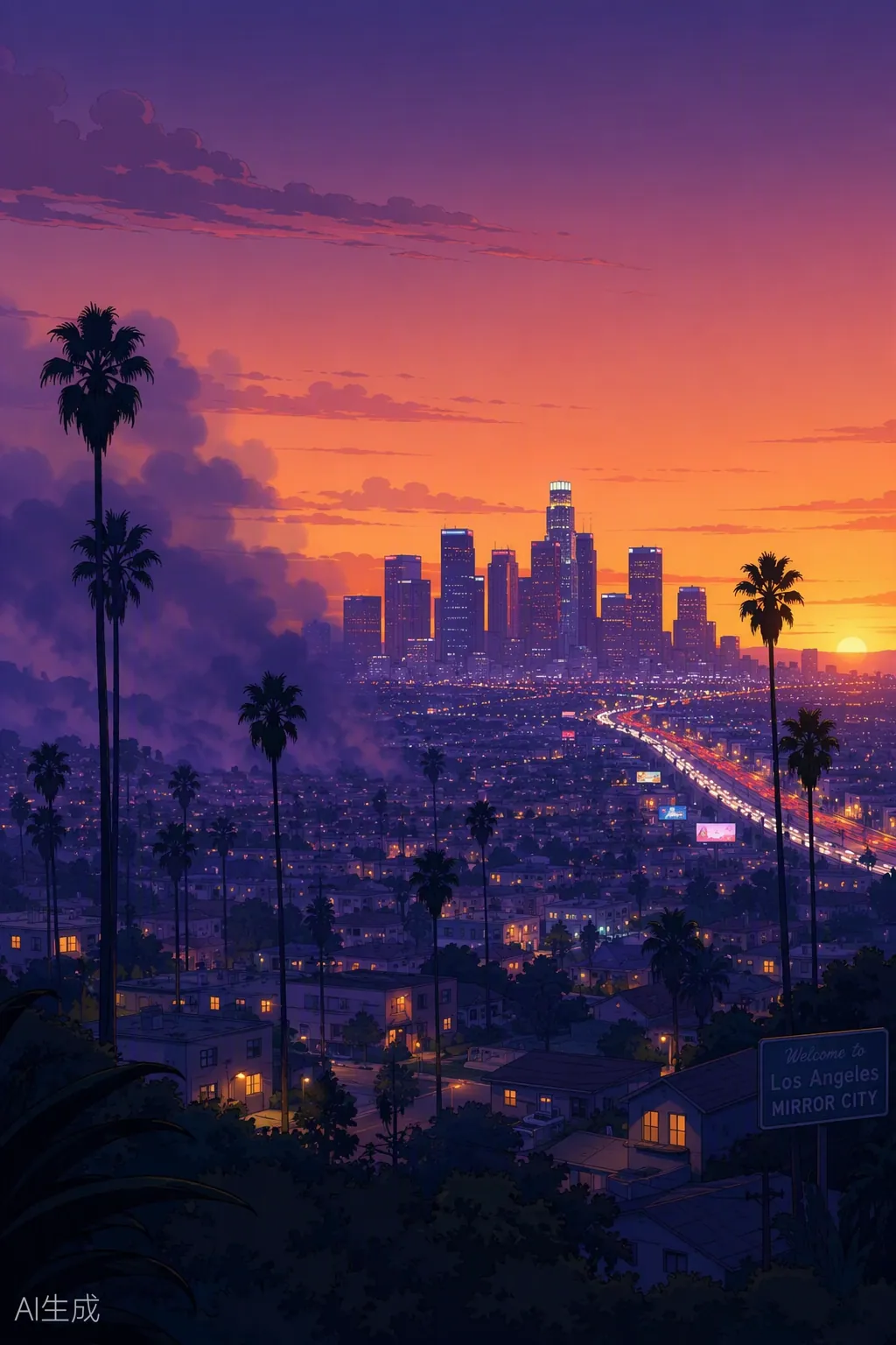 Flos Angeles skyline at 5:01 AM — the morning after your night.